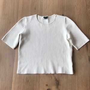 Theory cream shortsleeved cropped sweater large